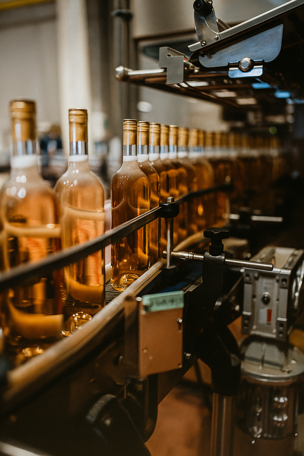 bottles on the production line